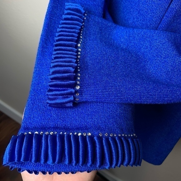 Vintage Dominique Palacios  Long Sleeve Dressy Sweater Jacket Cobalt Blue XL - Picture 5 of 8